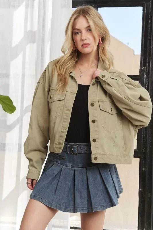 ADORA Canvas Button Up Front Denim Jacket - Vox Leather