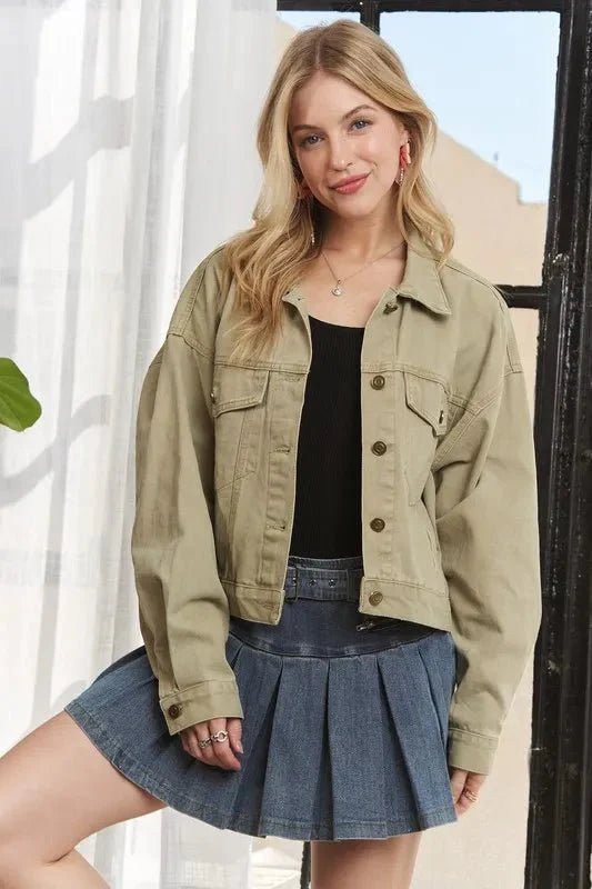 ADORA Canvas Button Up Front Denim Jacket - Vox Leather