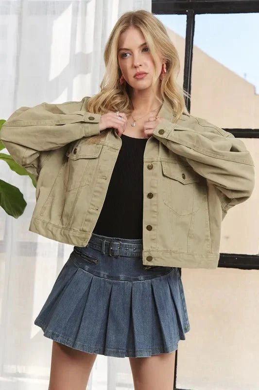 ADORA Canvas Button Up Front Denim Jacket - Vox Leather