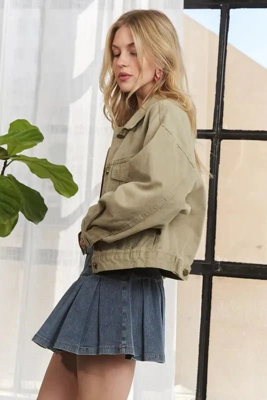 ADORA Canvas Button Up Front Denim Jacket - Vox Leather