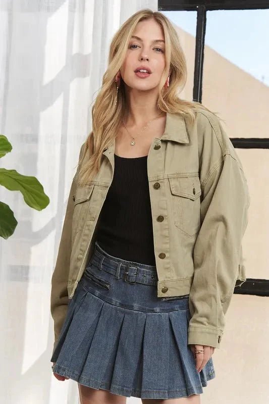 ADORA Canvas Button Up Front Denim Jacket - Vox Leather