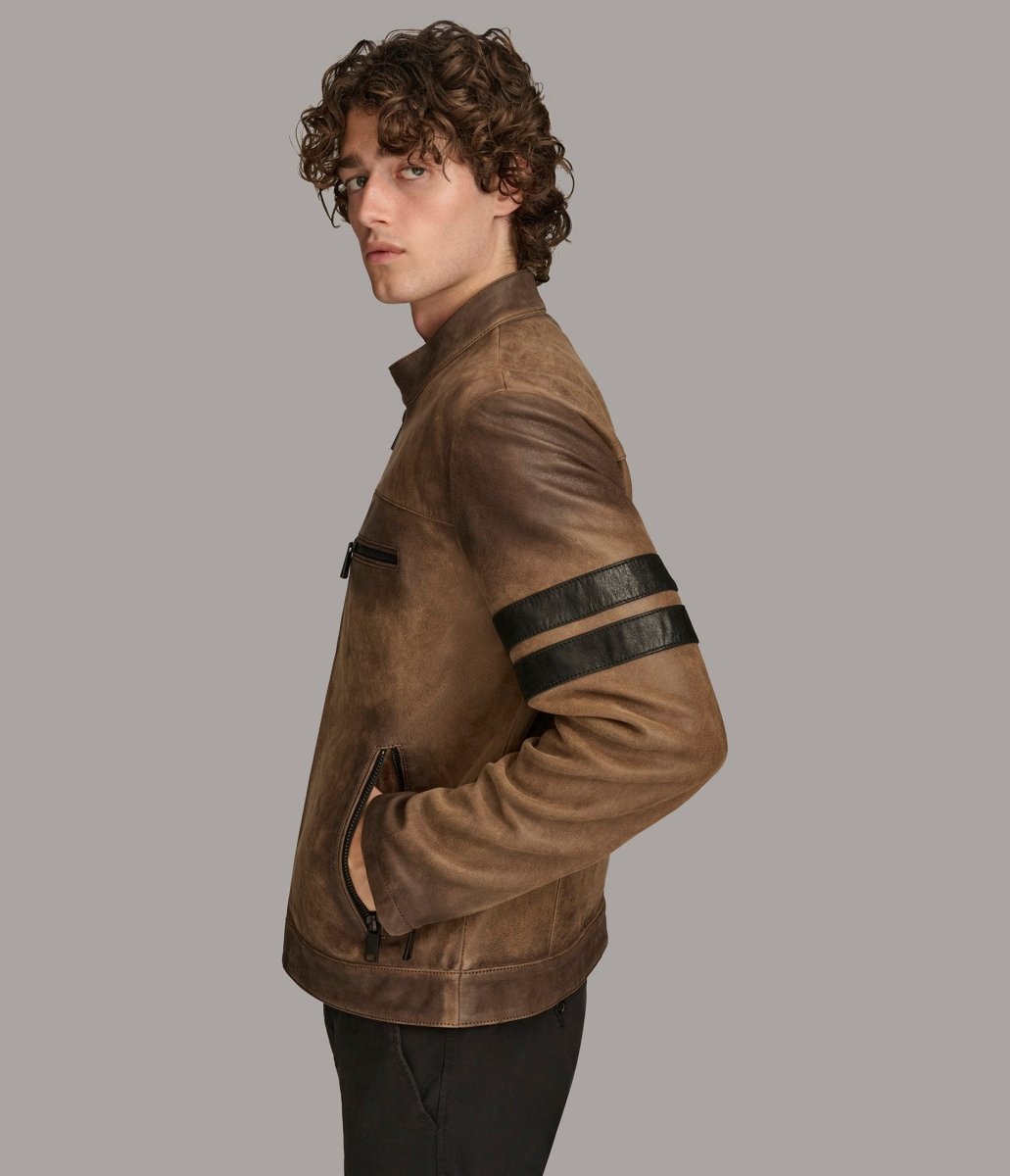 Aiden Color Blocked Racer Jacket - Vox Leather