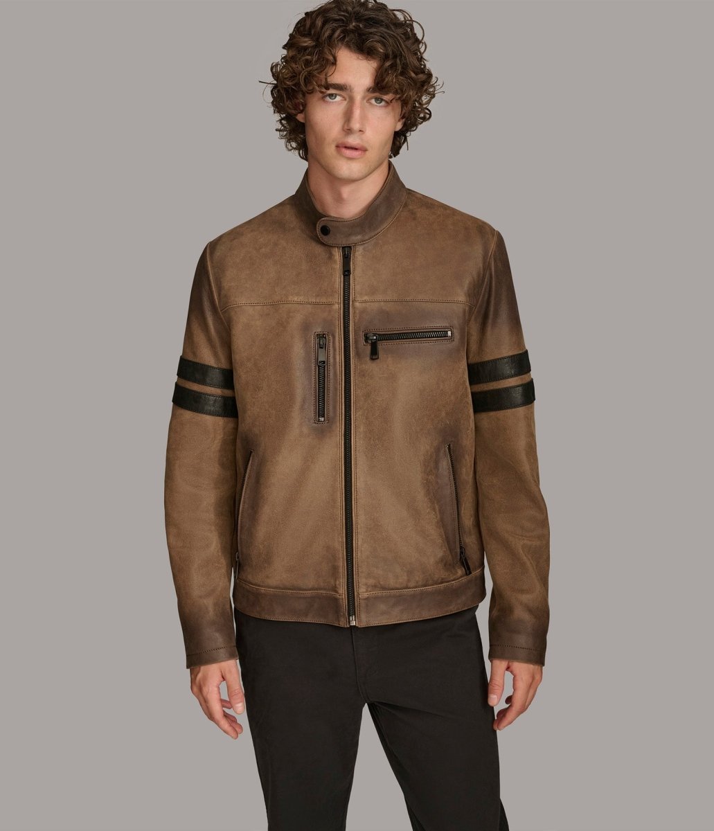 Aiden Color Blocked Racer Jacket - Vox Leather