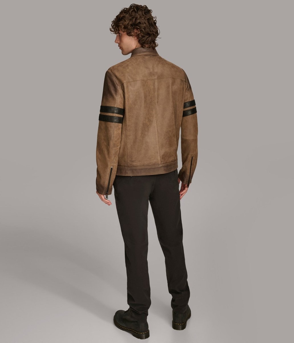 Aiden Color Blocked Racer Jacket - Vox Leather