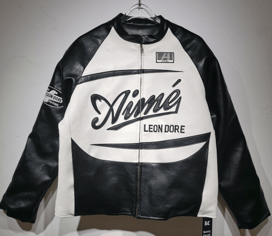 Aime Leon Dore Leather Vintage Racing Jacket - Rare Leather Order Now !!