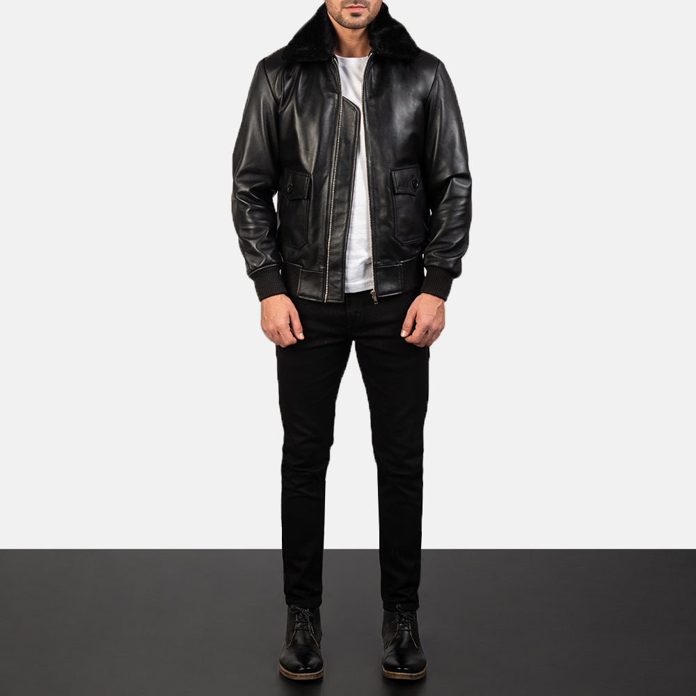 Airin G - 1 Black Leather Bomber Jacket - Rare Leather