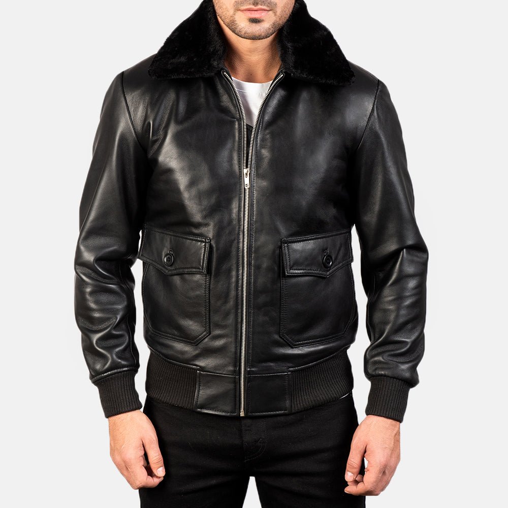 Airin G - 1 Black Leather Bomber Jacket - Rare Leather