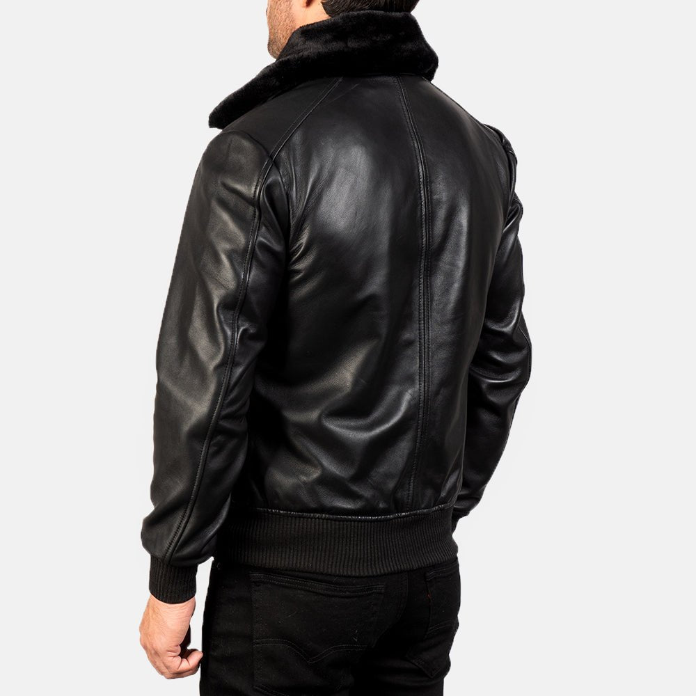 Airin G-1 Black Leather Bomber Jacket - Vox Leather