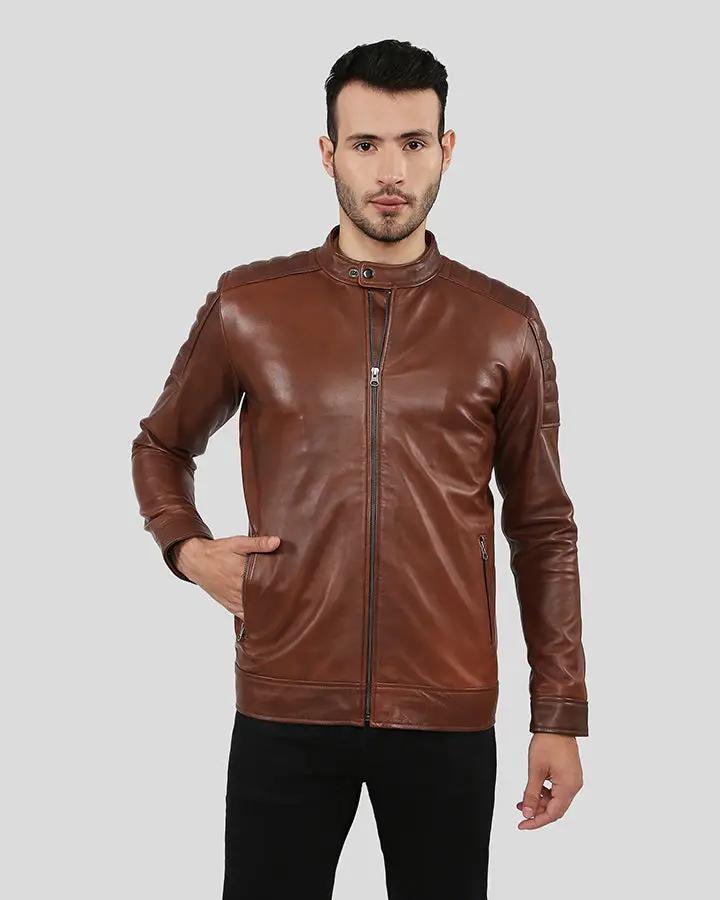 Albie Brown Slim Fit Racer Leather Jacket - Rare Leather
