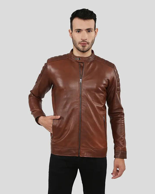 Albie Brown Slim Fit Racer Leather Jacket - Rare Leather