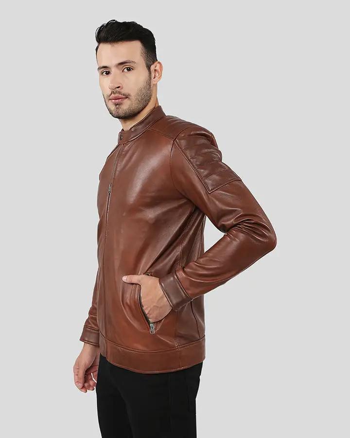 Albie Brown Slim Fit Racer Leather Jacket - Rare Leather