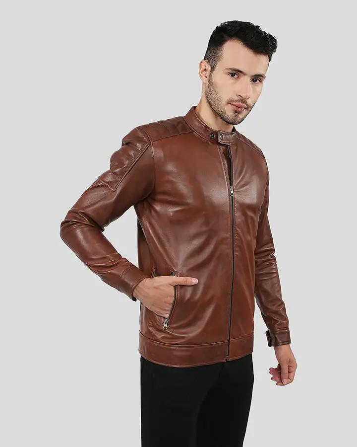 Albie Brown Slim Fit Racer Leather Jacket - Rare Leather