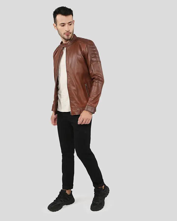 Albie Brown Slim Fit Racer Leather Jacket - Rare Leather