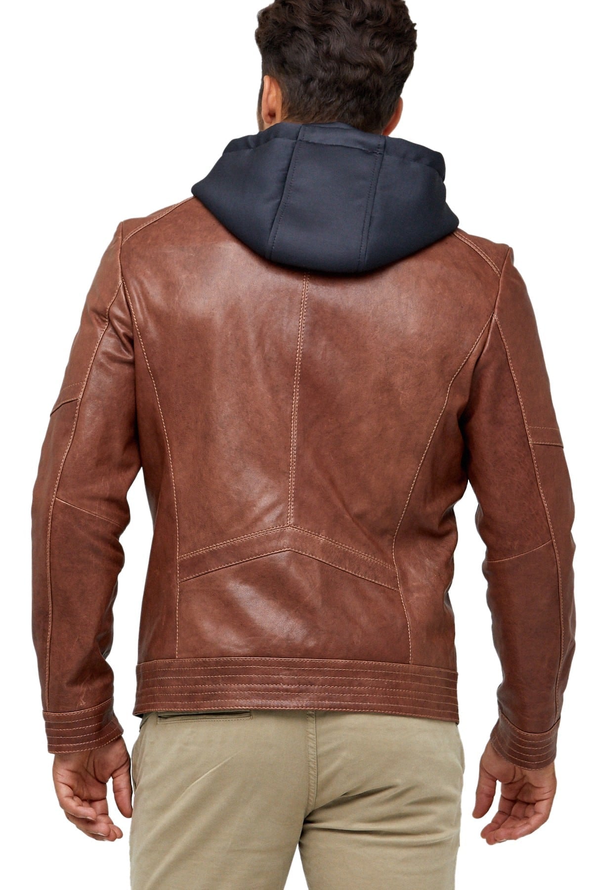 Alexandre Cunha Men’s 100% Real Brown Leather Hooded Jacket - Rare Leather Order Now !!
