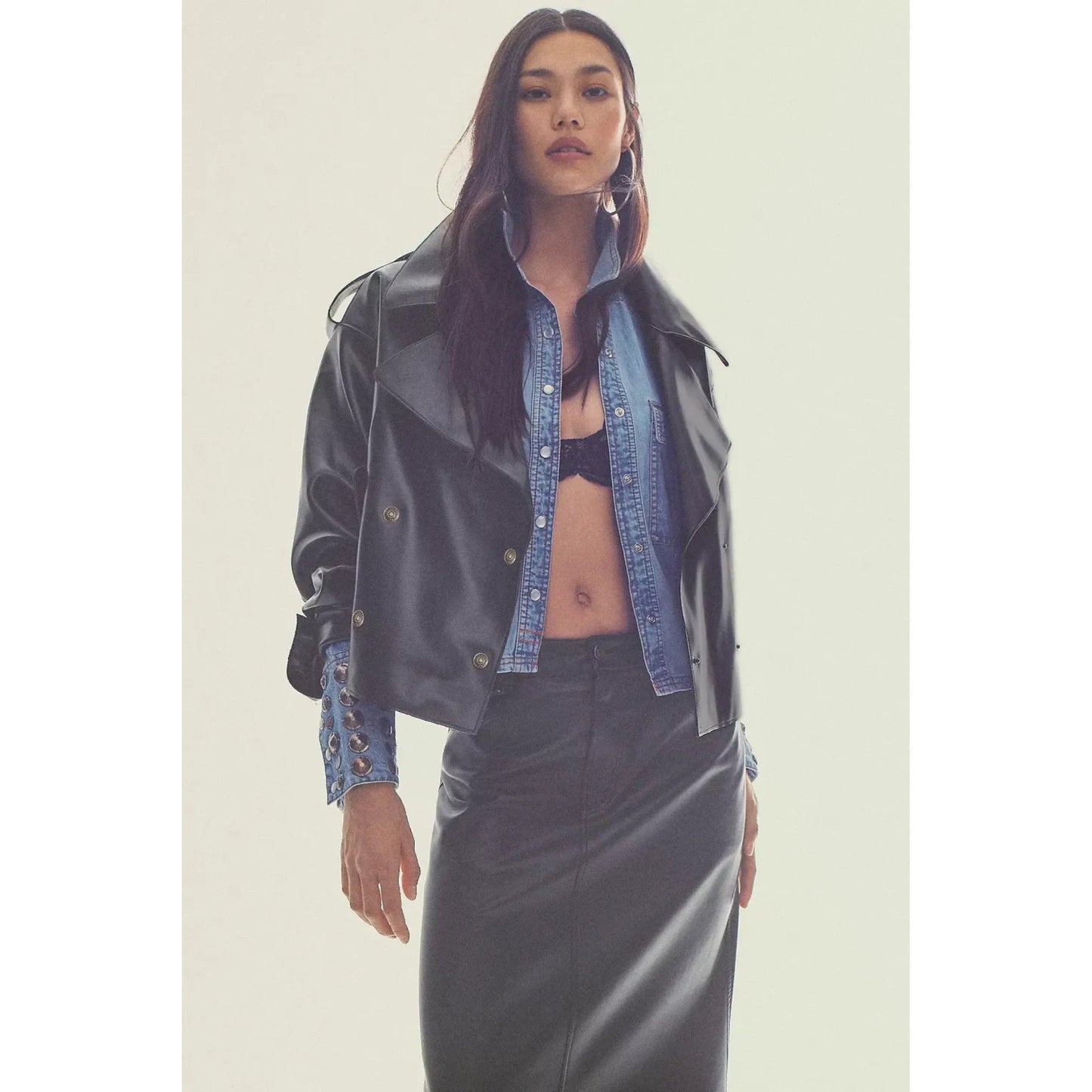 Alexis Vegan Leather Cropped Trench Coat - Rare Leather