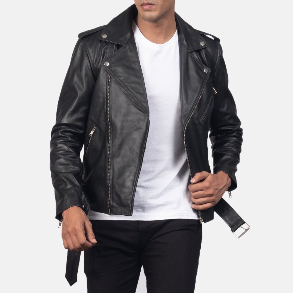Allaric Alley Black Leather Biker Jacket - Vox Leather