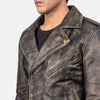 Allaric Alley Distressed Brown Leather Biker Jacket - Vox Leather