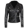 Amber Womens Asymmetrical Black Biker Leather Jacket - Rare Leather