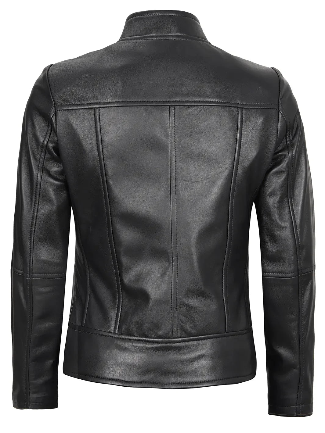 Amy Women's Black Cafe Racer Leather Jacket - Rare Leather