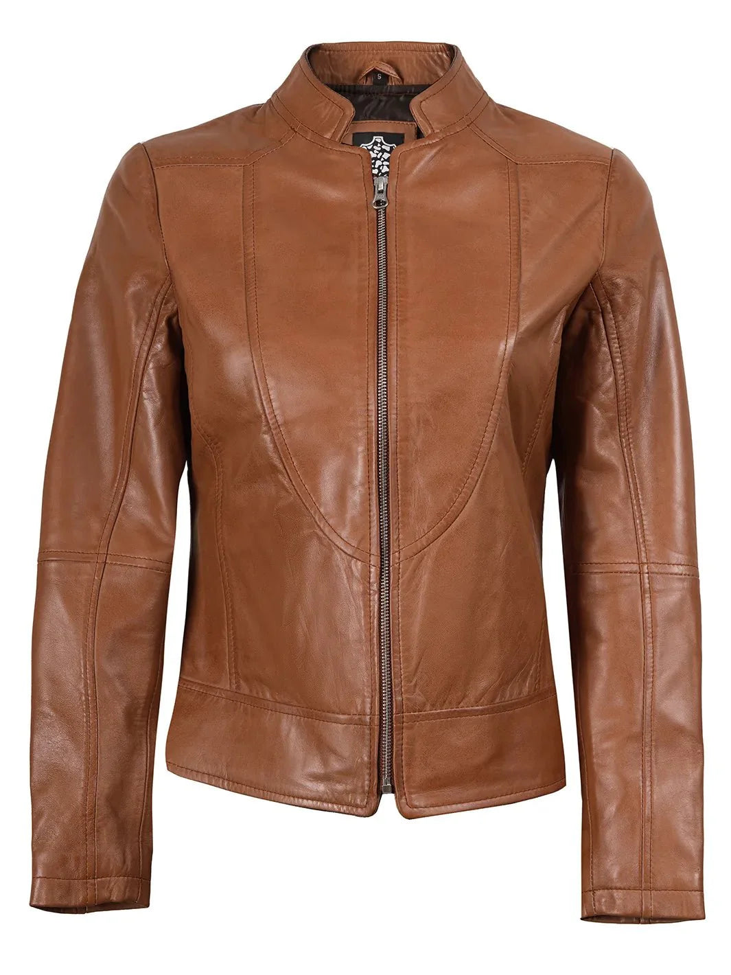 Amy Womens Cafe Racer Tan Brown Real Leather Jacket - Rare Leather