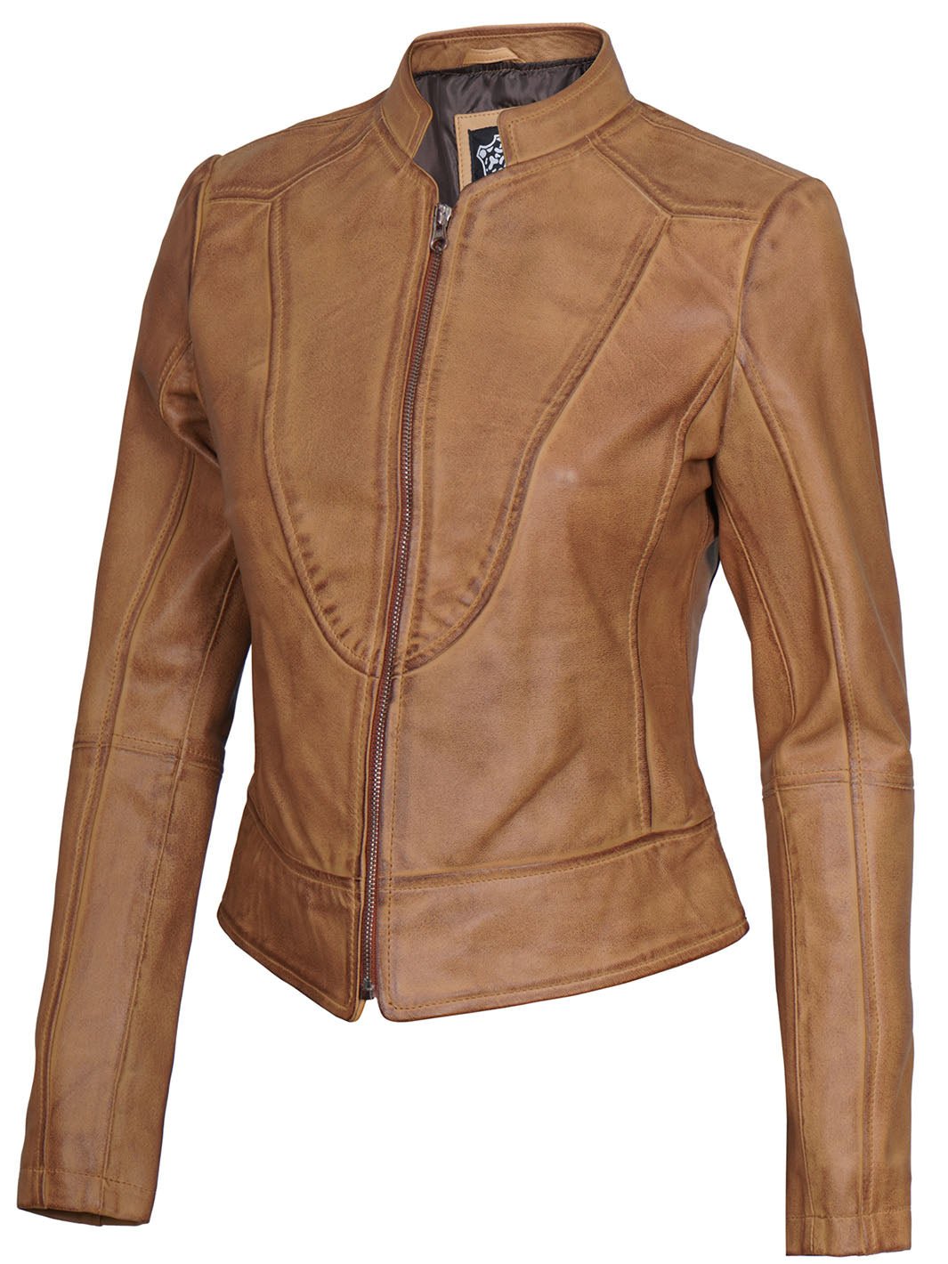 Amy Womens Camel Leather Moto Jacket - Rare Leather