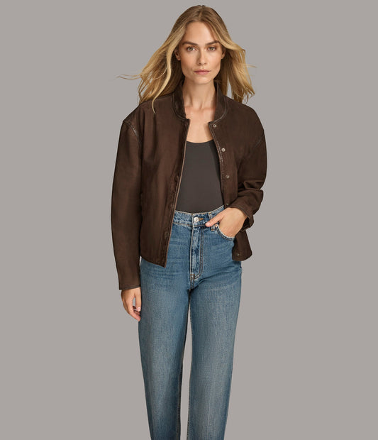 Angie Snap Bomber Jacket - Rare Leather