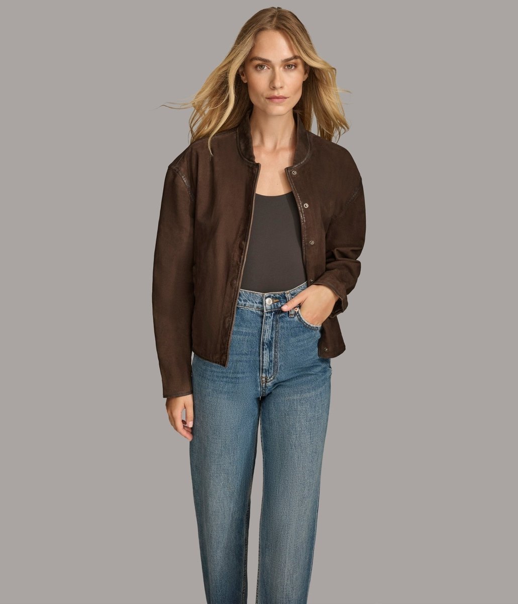 Angie Snap Bomber Jacket - Vox Leather