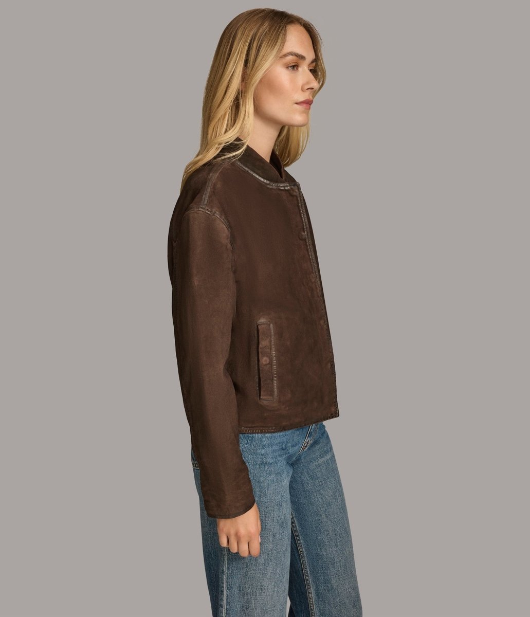 Angie Snap Bomber Jacket - Vox Leather