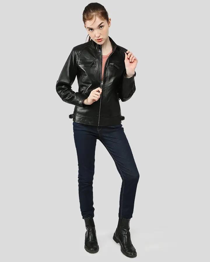 Annalise Black Racer Leather Jackets - Rare Leather