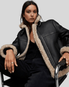 Arctic Chic Leather Flight Black Leather Jacket with Sherpa Lining - Rare Leather
