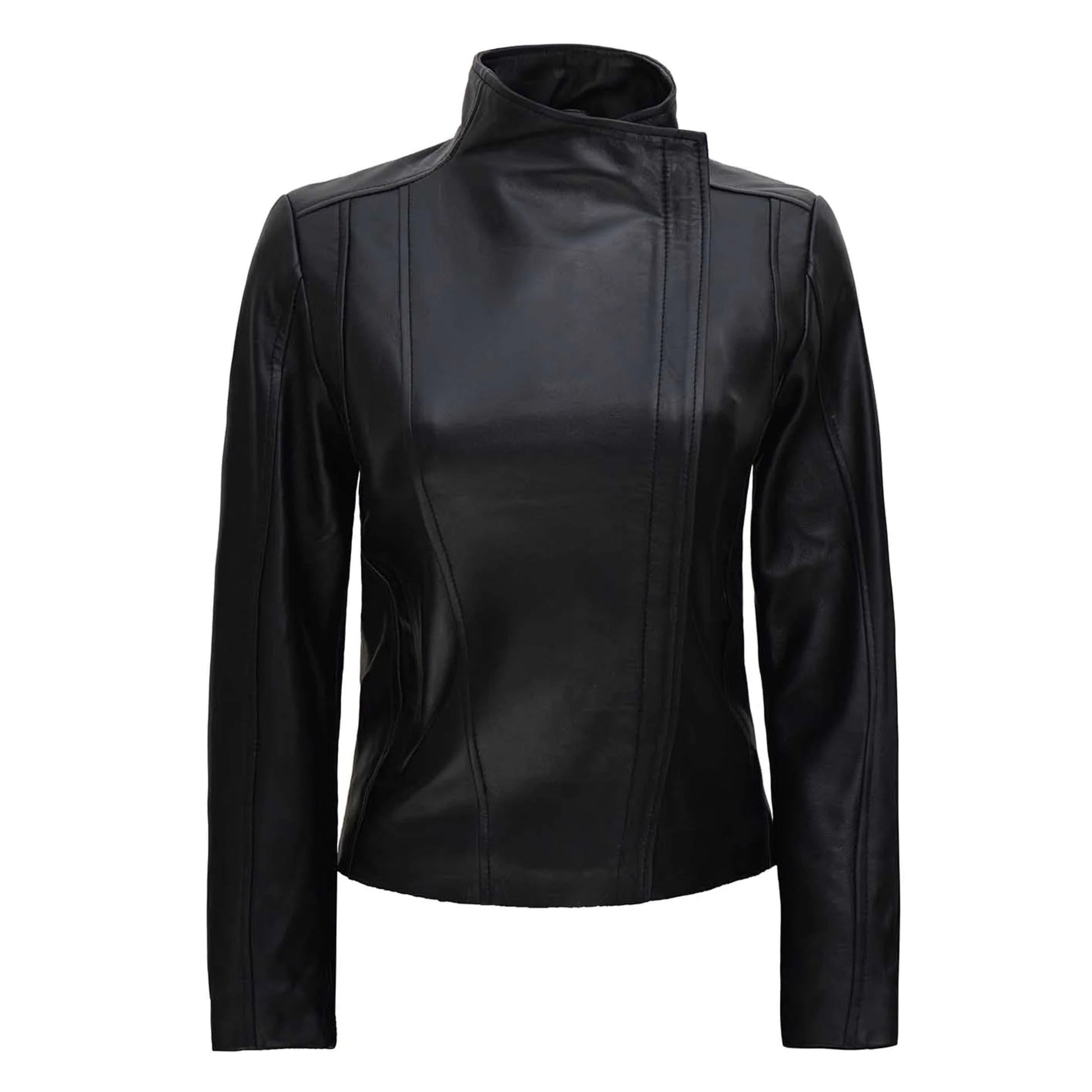 Arezzo Black Asymmetrical Leather Jacket Women - Rare Leather