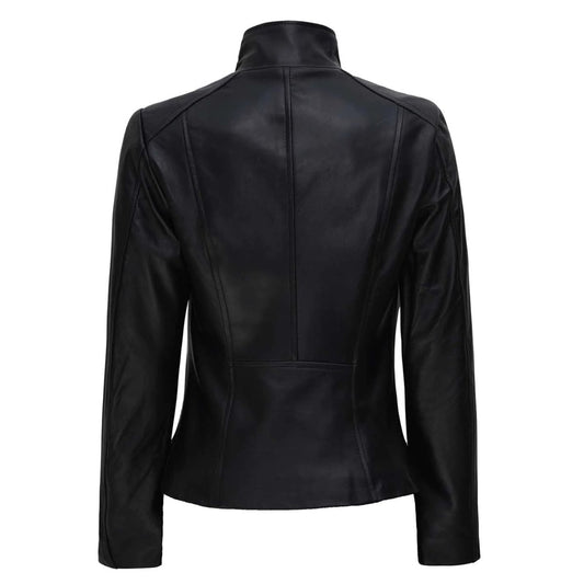 Arezzo Black Asymmetrical Leather Jacket Women - Vox Leather