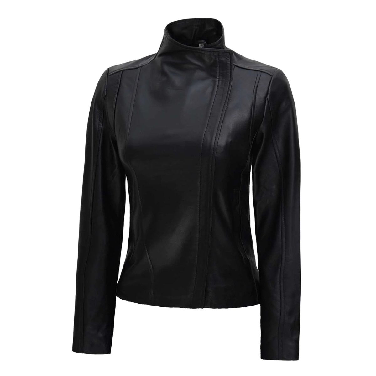 Arezzo Black Asymmetrical Leather Jacket Women - Vox Leather