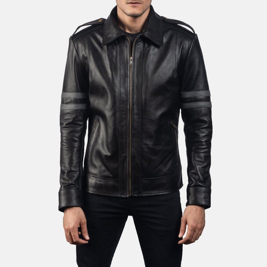 Armstrong Black Leather Biker Jacket - Vox Leather