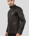 Astro Brown Racer Quilted Leather Jacket - Rare Leather