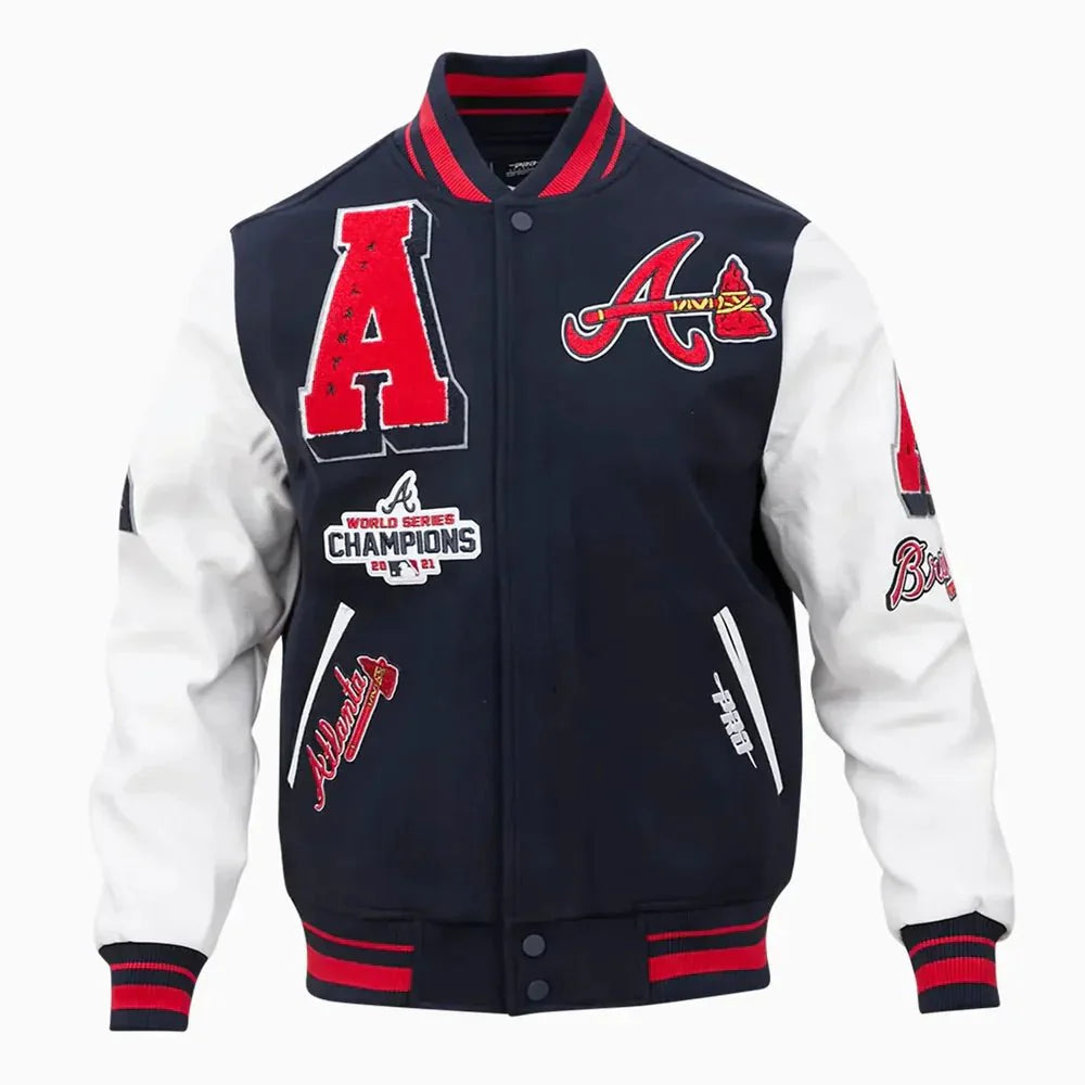 Atlanta Braves 2021 World Series MLB Wool Varsity Jacket - Rare Leather