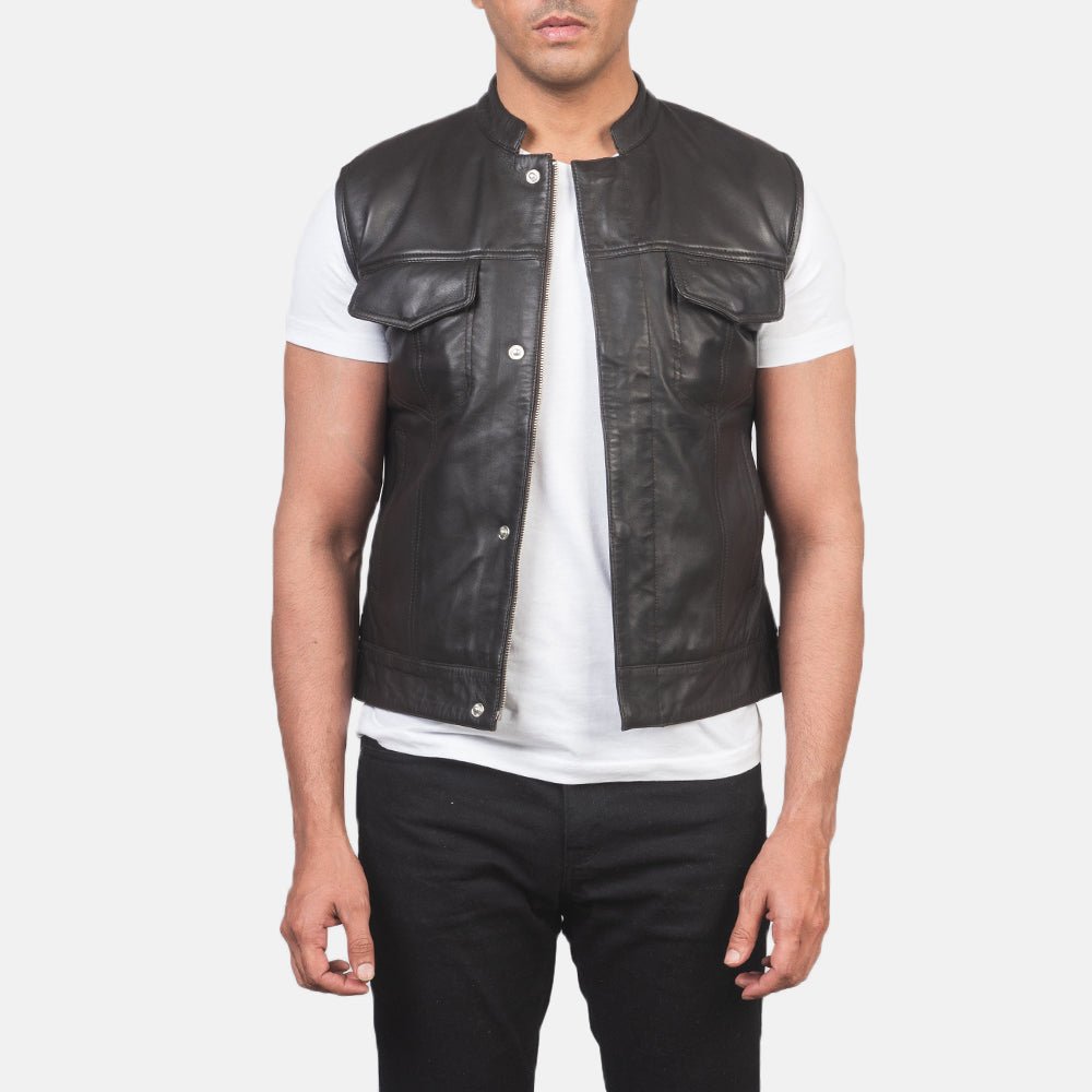 Atlas Moto Brown Leather Vest - Rare Leather