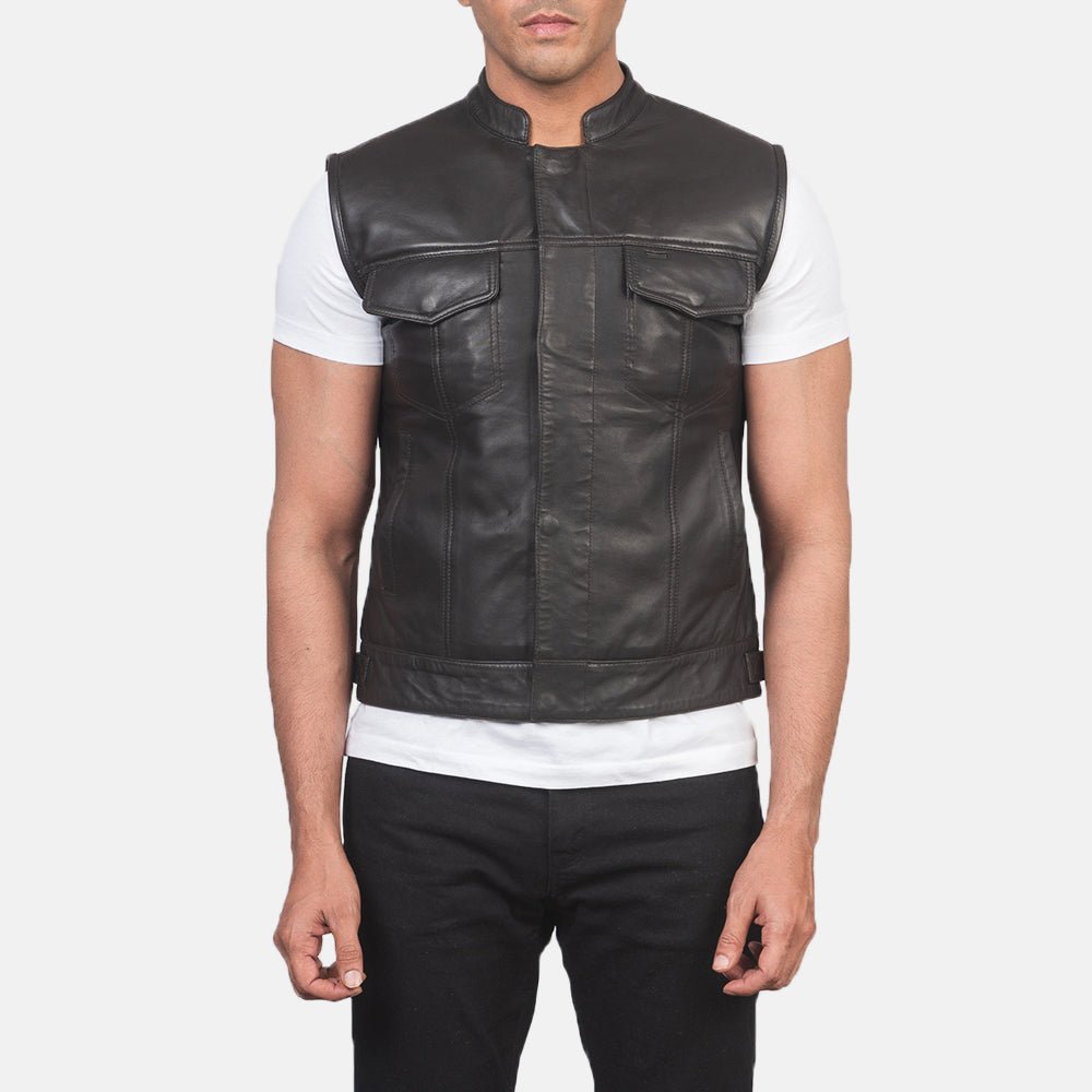 Atlas Moto Brown Leather Vest - Rare Leather