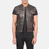 Atlas Moto Distressed Brown Leather Vest - Vox Leather