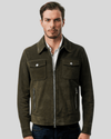 Atlas Olive Green Suede Leather Jacket - Rare Leather