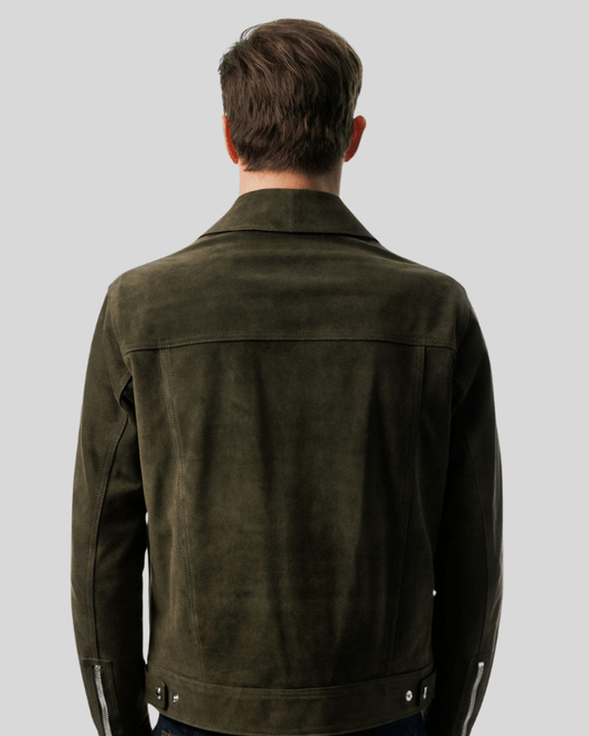 Atlas Olive Green Suede Leather Jacket - Rare Leather