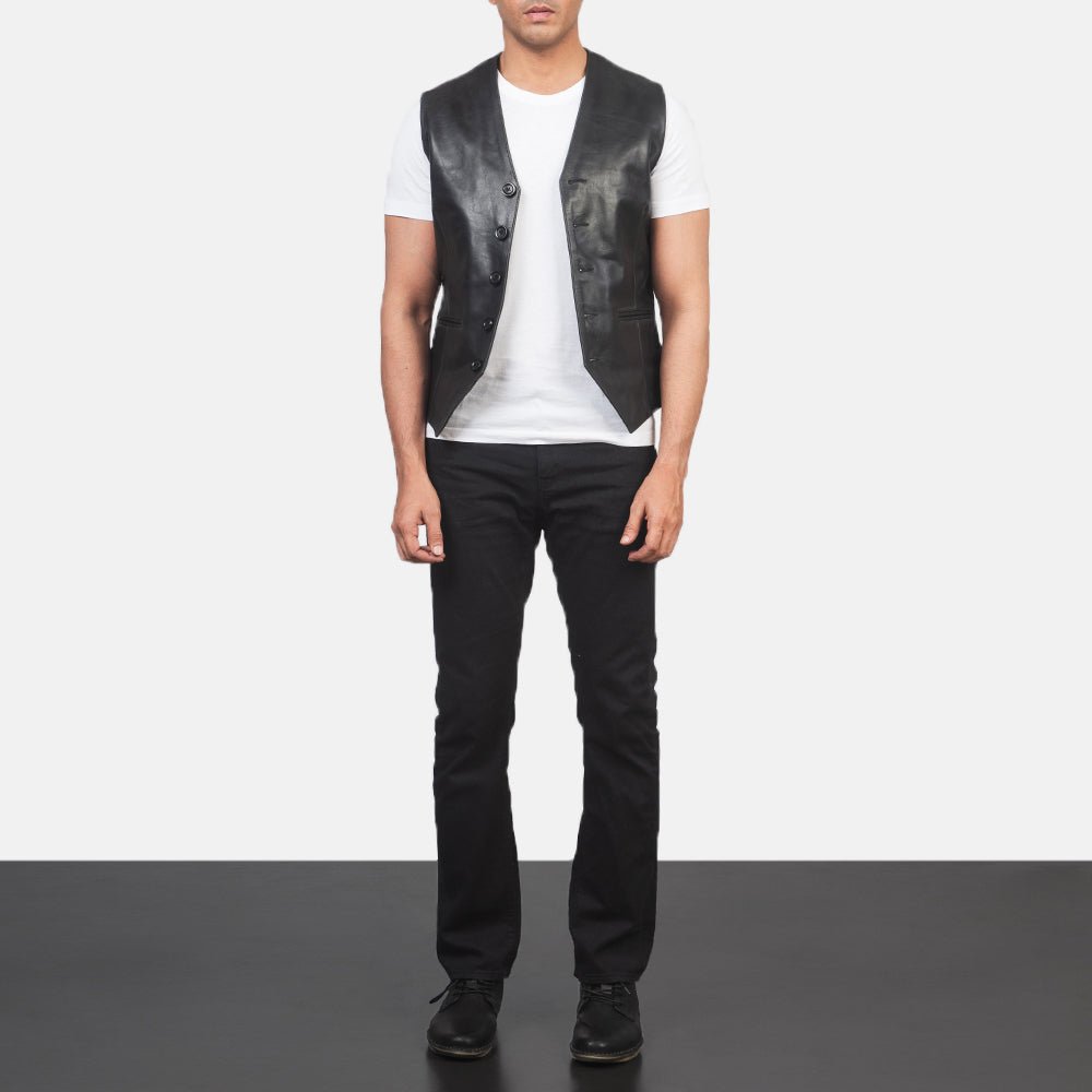 Auden Black Leather Vest - Rare Leather