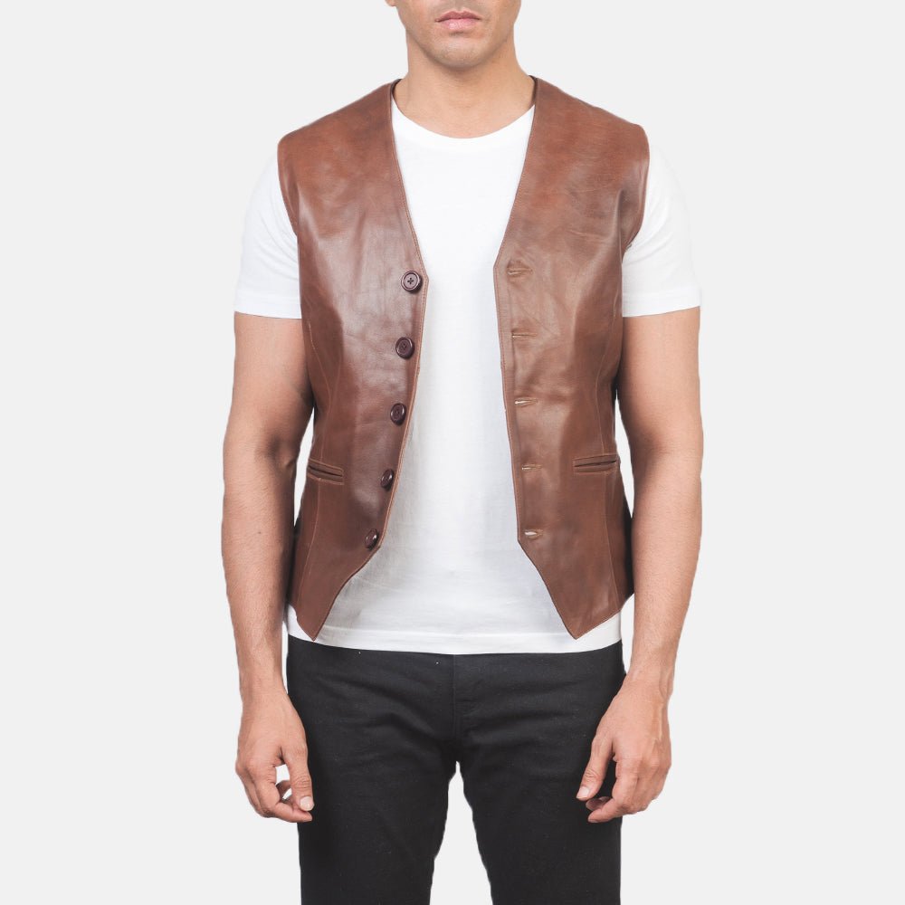 Auden Brown Leather Vest - Rare Leather