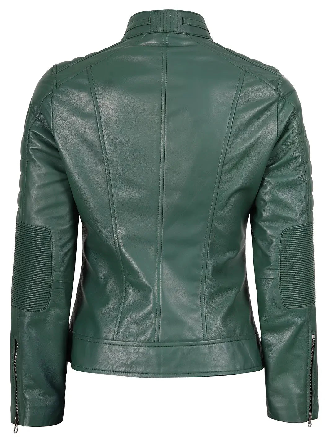 Austin Women Cafe Racer Green Leather Jacket - Rare Leather