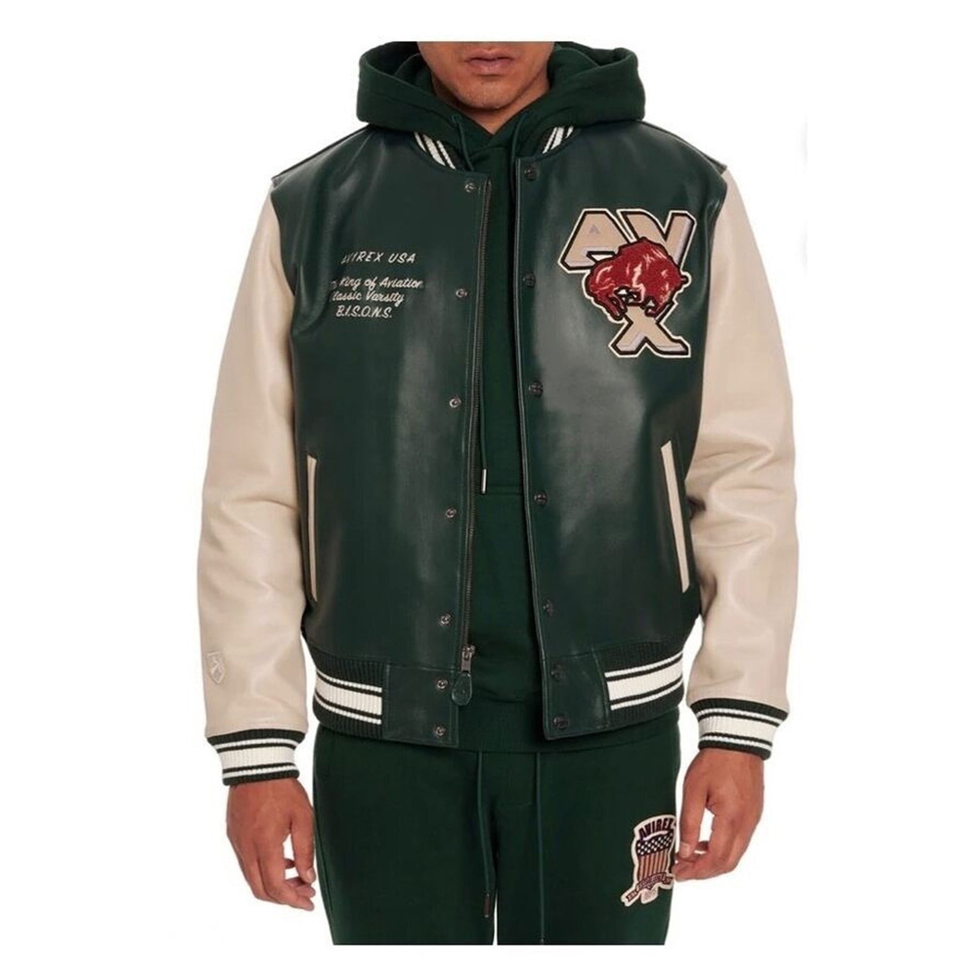 Avirex Bisons Varsity Jacket Hunter - Rare Leather