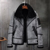 B3 Bomber Jacket Grey Shearling Jacket - Vox Leather