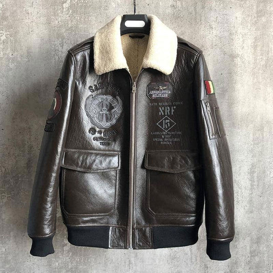 B3 Bomber Jacket Natural Sheep Fur Coat Winter Warm Sheepskin Jackets Soft Shearling Bomber - Vox Leather
