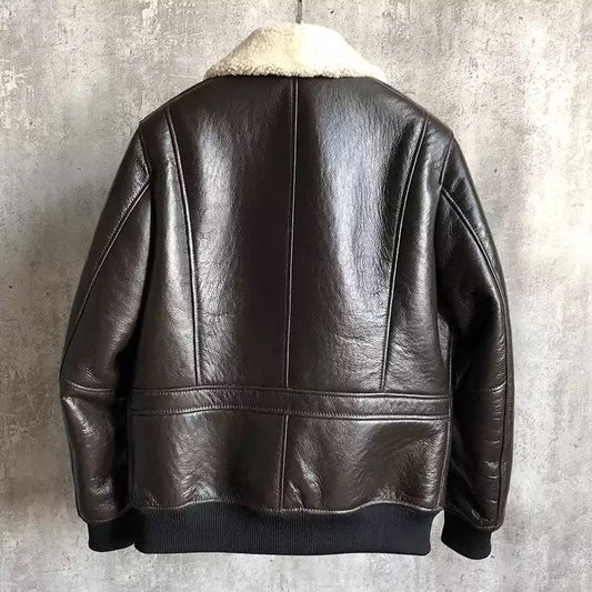B3 Bomber Jacket Natural Sheep Fur Coat Winter Warm Sheepskin Jackets Soft Shearling Bomber - Vox Leather