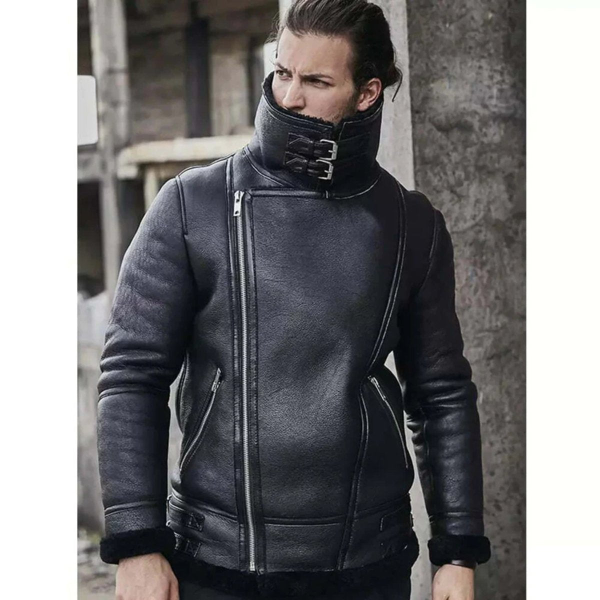 B3 Classic Bomber Shearling Sheepskin Motorcycle Leather Jacket - Vox Leather