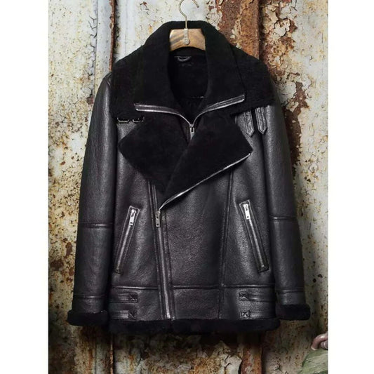 B3 Classic Bomber Shearling Sheepskin Motorcycle Leather Jacket - Vox Leather